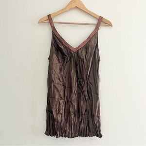Vintage NWT Express Design Studio Sequin Brown Tank Top Crepe Style y2k Blouse L